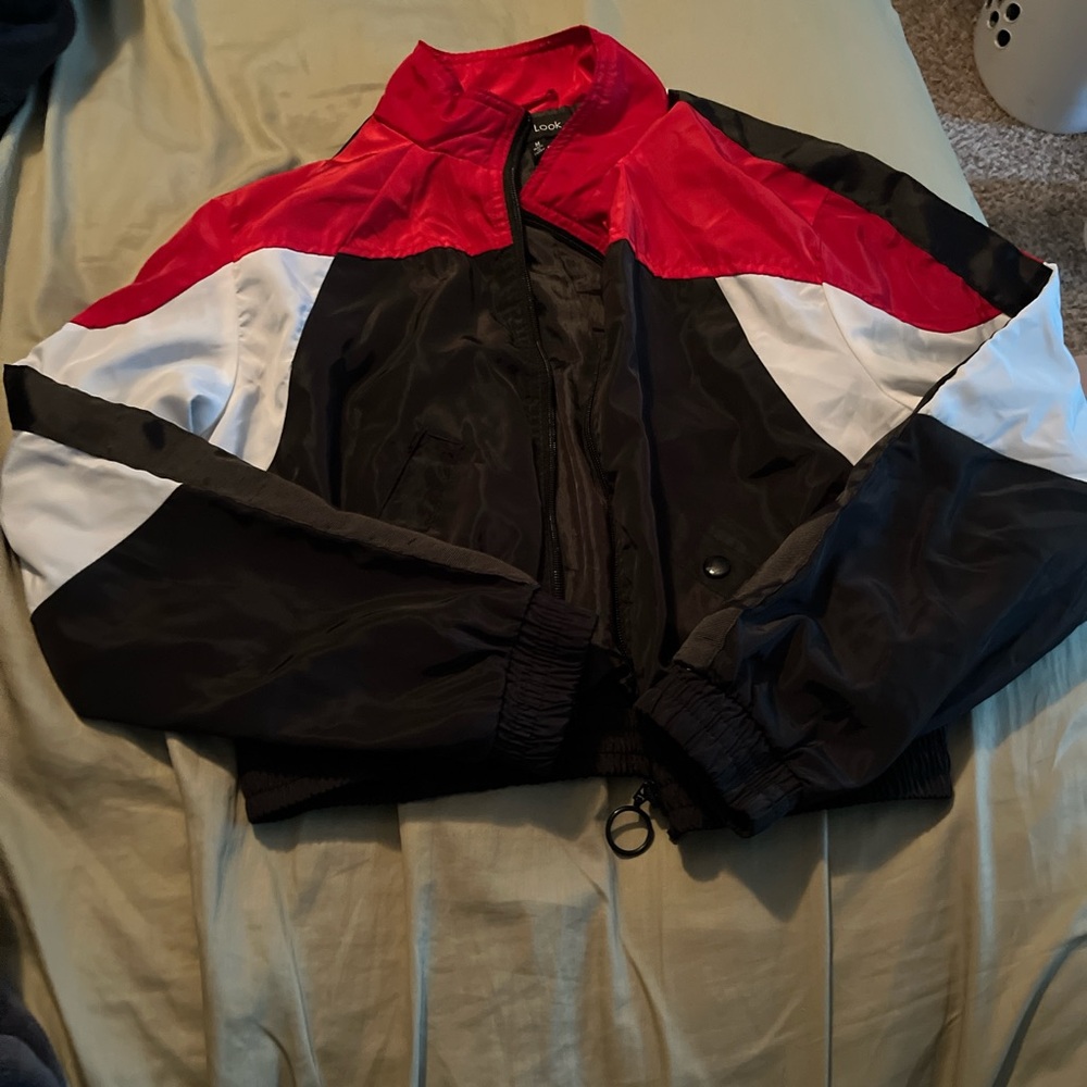 New Look Red, Black, and White Bomber Jacket